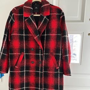Red and black check Zara jacket